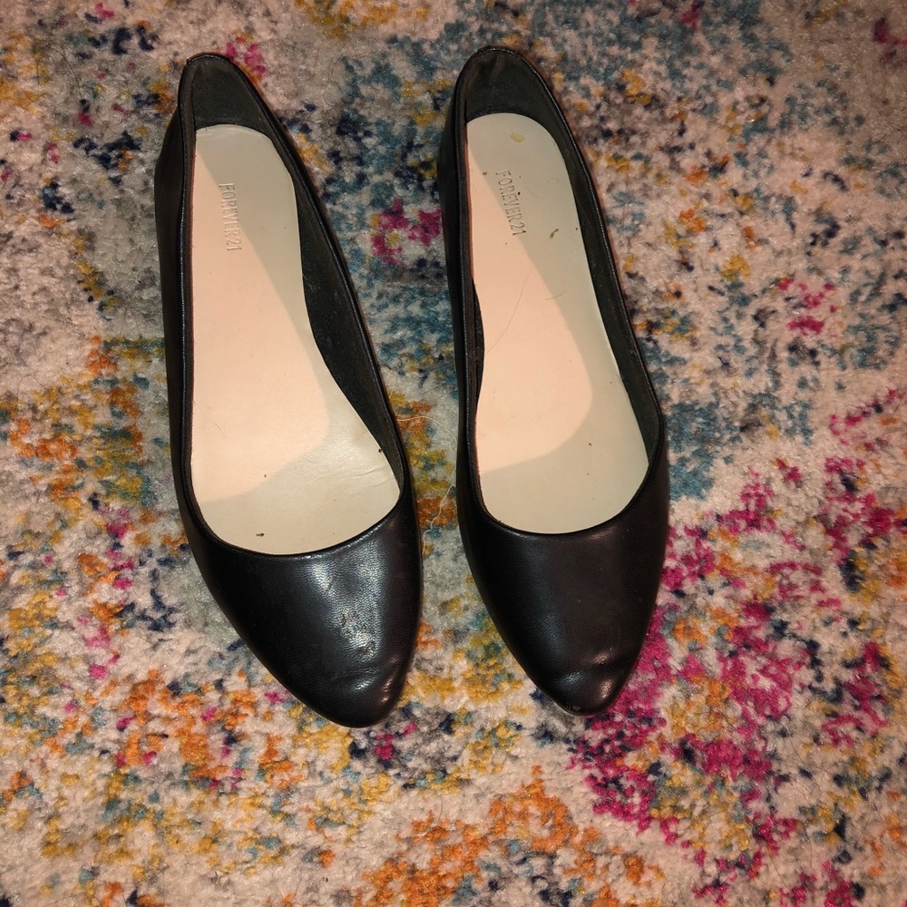 Forever 21 Black Faux Leather Flats